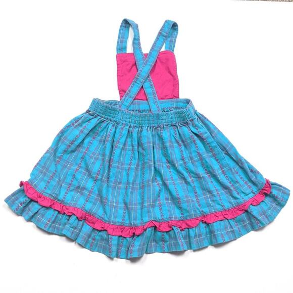 Vintage Gymboree Dress Girls Size XL 5T Teal Pinny XOXO Homespun - Picture 3 of 4